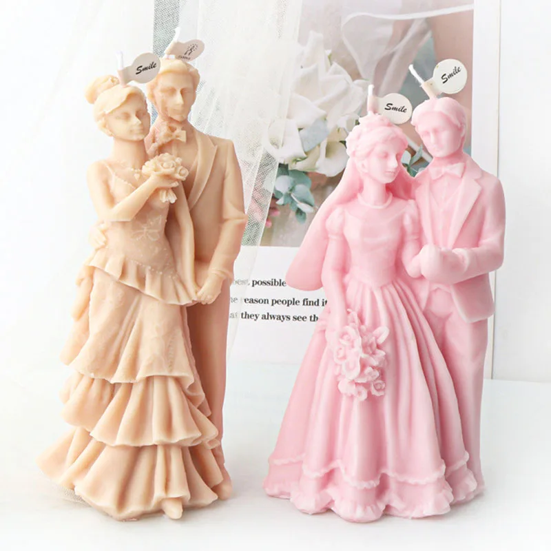 Moule à Bougie En Silicone Robe De Mariée 3D - Créez Des Bougies Décoratives Uniques