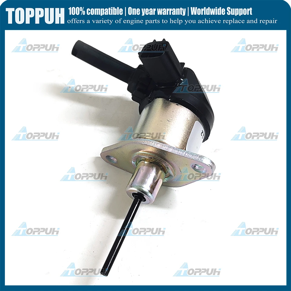 Fuel Stop Solenoid 12V for Kubota D1503 D1703 D1803 V2003 V2203 V2403 Excavator