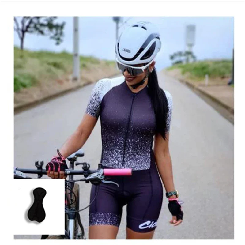 Women's Custom New Pro Triathlon Breathable Short Sleeve Cycling Jersey Suit Ladies Gel Pad Bicycle Triathlon Jumpsuit sets 3