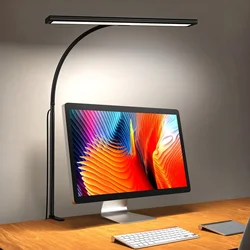 Flexible Gooseneck LED Desk Lamp with Adjustable Brightness - White/Black - USB (Black)