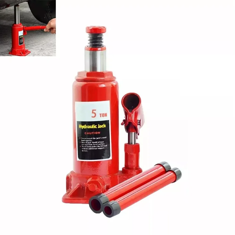 Herramientas de conectores de coche de 5 toneladas, gato de botella soldado, gato de botella de coche hidráulico soldado para camioneta de coche, reparación de vehículos recreativos