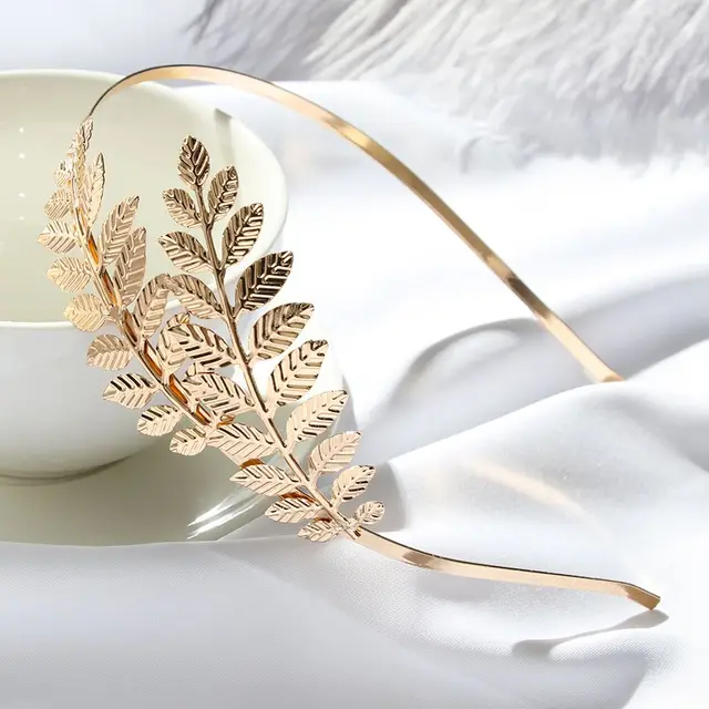 Diademas doradas de Tiara, peines para el pelo, hojas, diademas de novia, corona para el pelo de boda, Aro para el pelo - Imagen 3