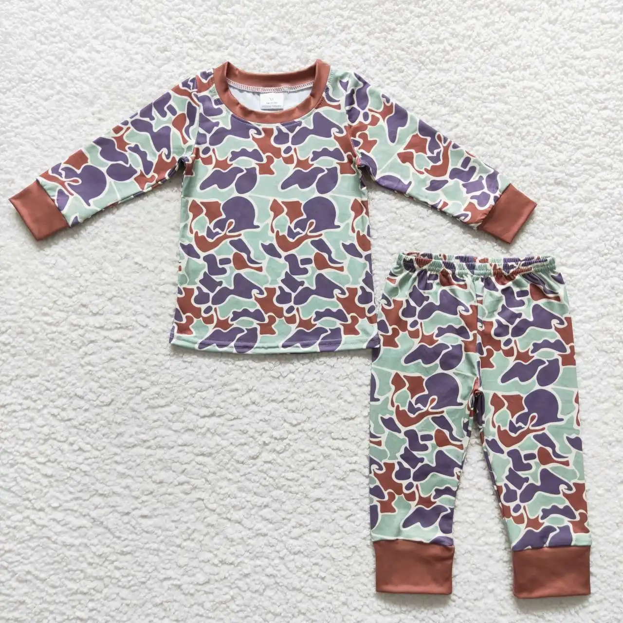 

Wholesale Girls Autumn and Winter Long Sleeve Long Pants Pajama Party Suit with Bright Colors Splicing Pattern Dots