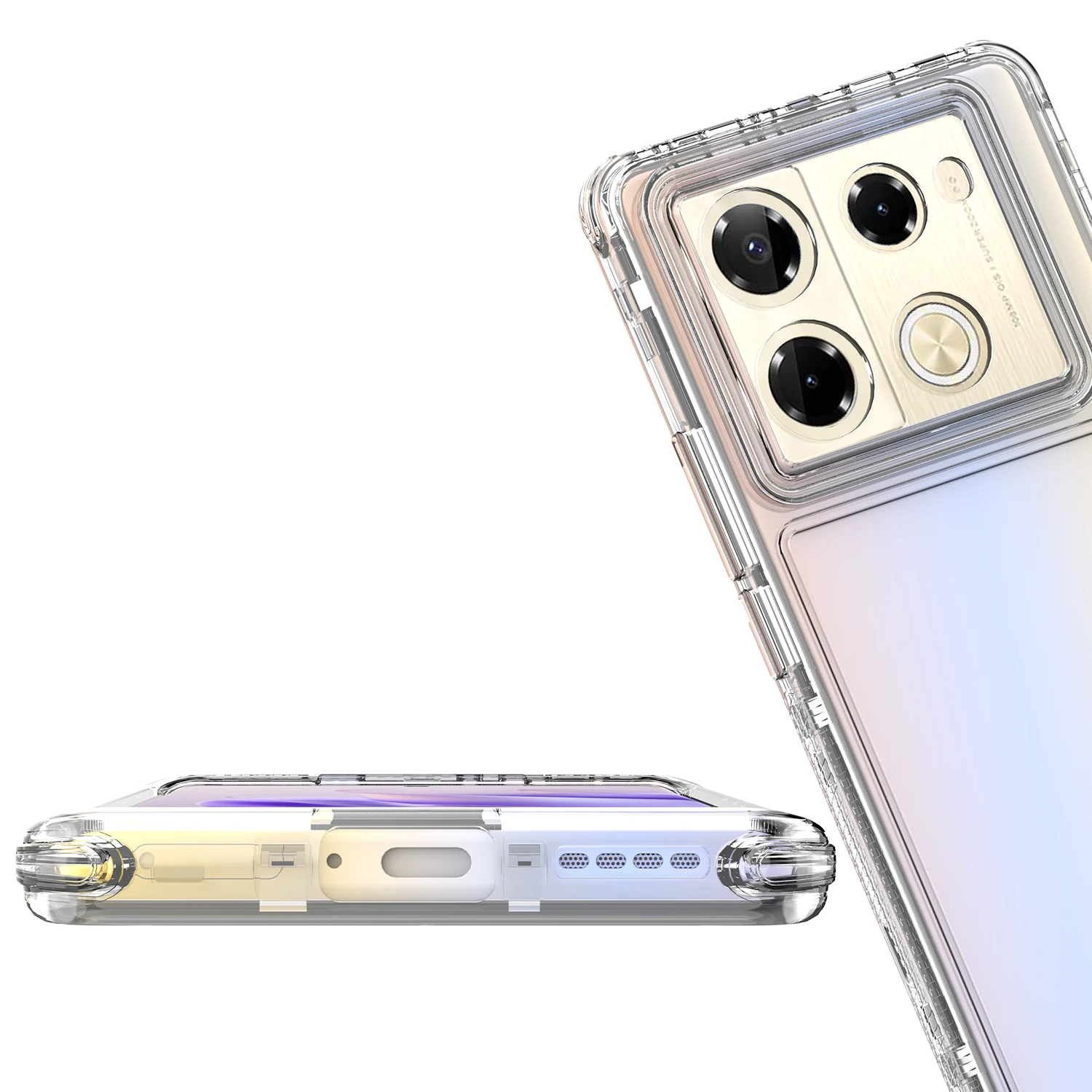 Hybrid Armor Shockproof Case with Transparent TPU Back Cover