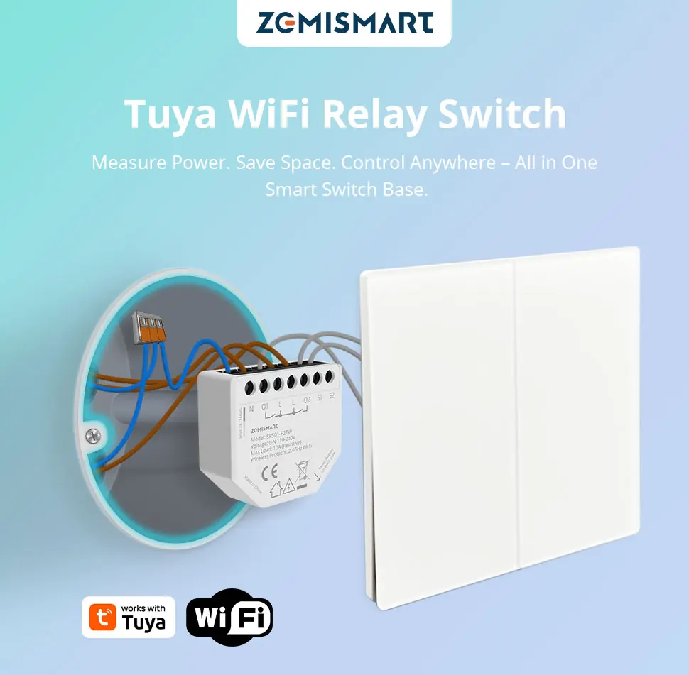 Mini WiFi Smart Relay Switch 1 Channel 2 Channels with Power Monitor Neutral Wir