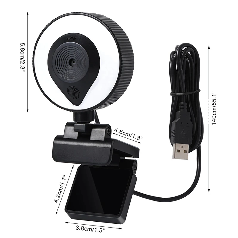 Portable Full HD 1080P 2K 4K Webcam PC Laptop Auto Focus Webcam Live Streaming Flexible with Microphone Live Broadcast with Light