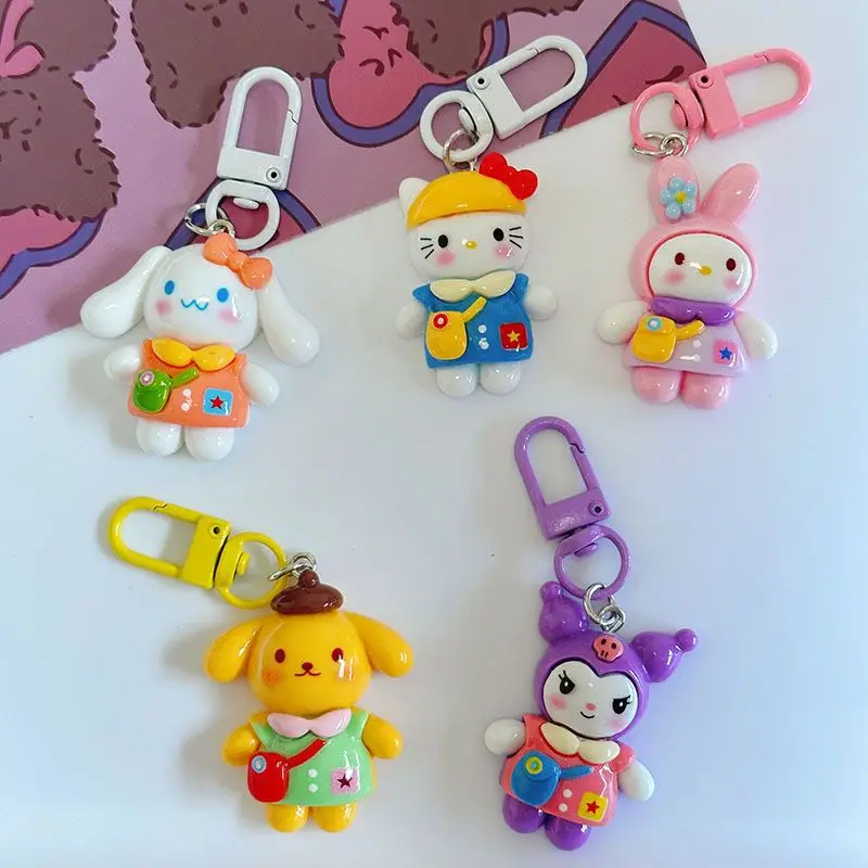 

Kawaii Sanrio Anime Hello Kitty Kuromi Doll Keychain Cute Cartoon Cinnamoroll Lovely Bag Pendant Cute Things for Girls
