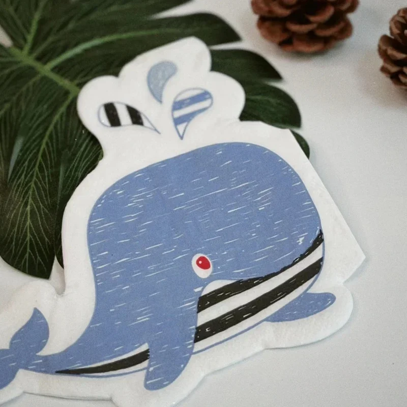 Children's Cartoon Whale Shaped Colourful Printed Napkin Decorative Paper Napkin Mouth Cloth Birthday Party Dessert Placemats