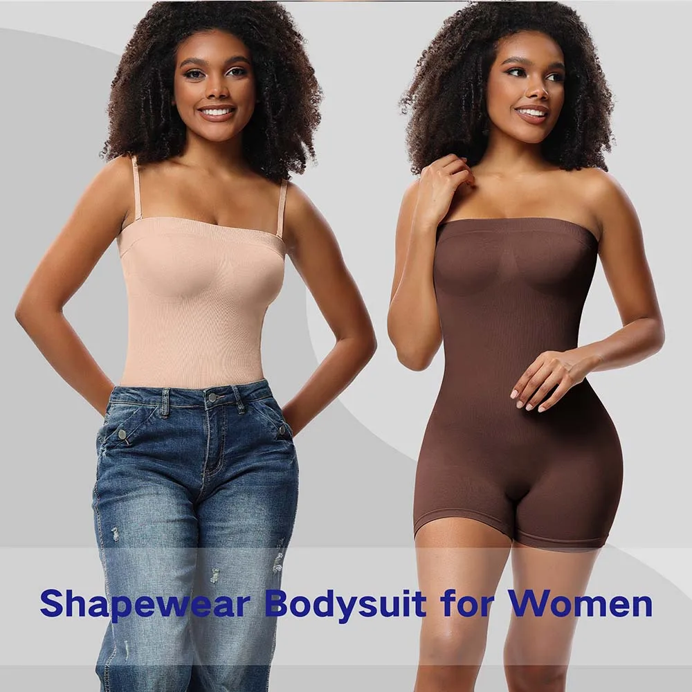 2 Pcs Body Shapewear Jumsuit Strapless Waist Trainer Body Shaper Bodysuit Tummy Control Sexy Girl Slimming Shaping Underwear