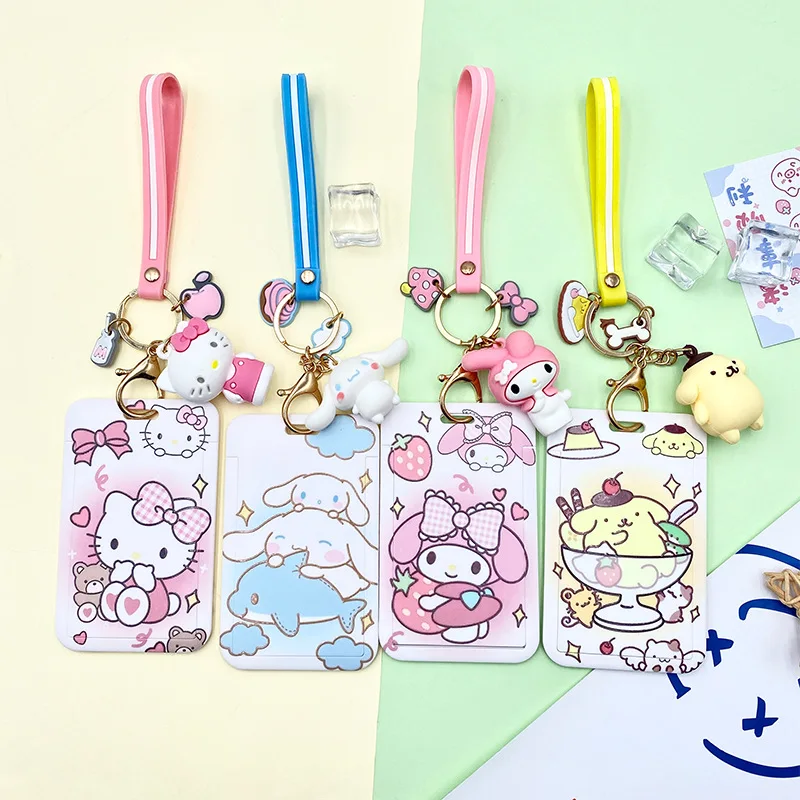 

Sanrio Hellokitty Mymelody Kuromi почтовый пурин симпатичный длинный шнурок рукав для карт кампус карточка сумка для карт защитный рукав для автобусной карты