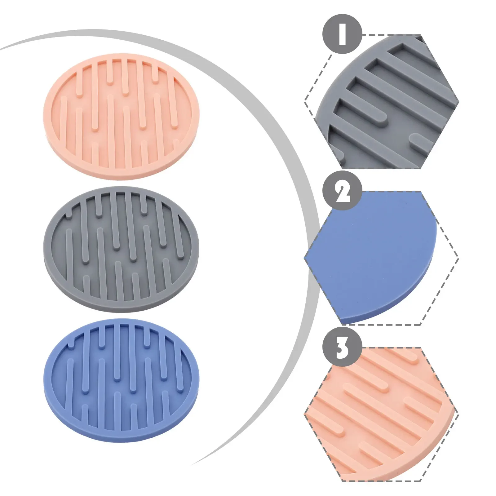Coasters Tea Cup Mat Table Pad Round Silicone Heat Resistant Drink Coffee Mug Coasters Table Decoration Accessories Kitchen Tool