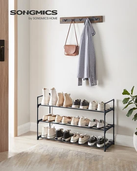 SONGMICS shoe rack 3 Layers Metal Shoe Stand storage Shoe Organizer For 12-15 Pairs shoes Stackable