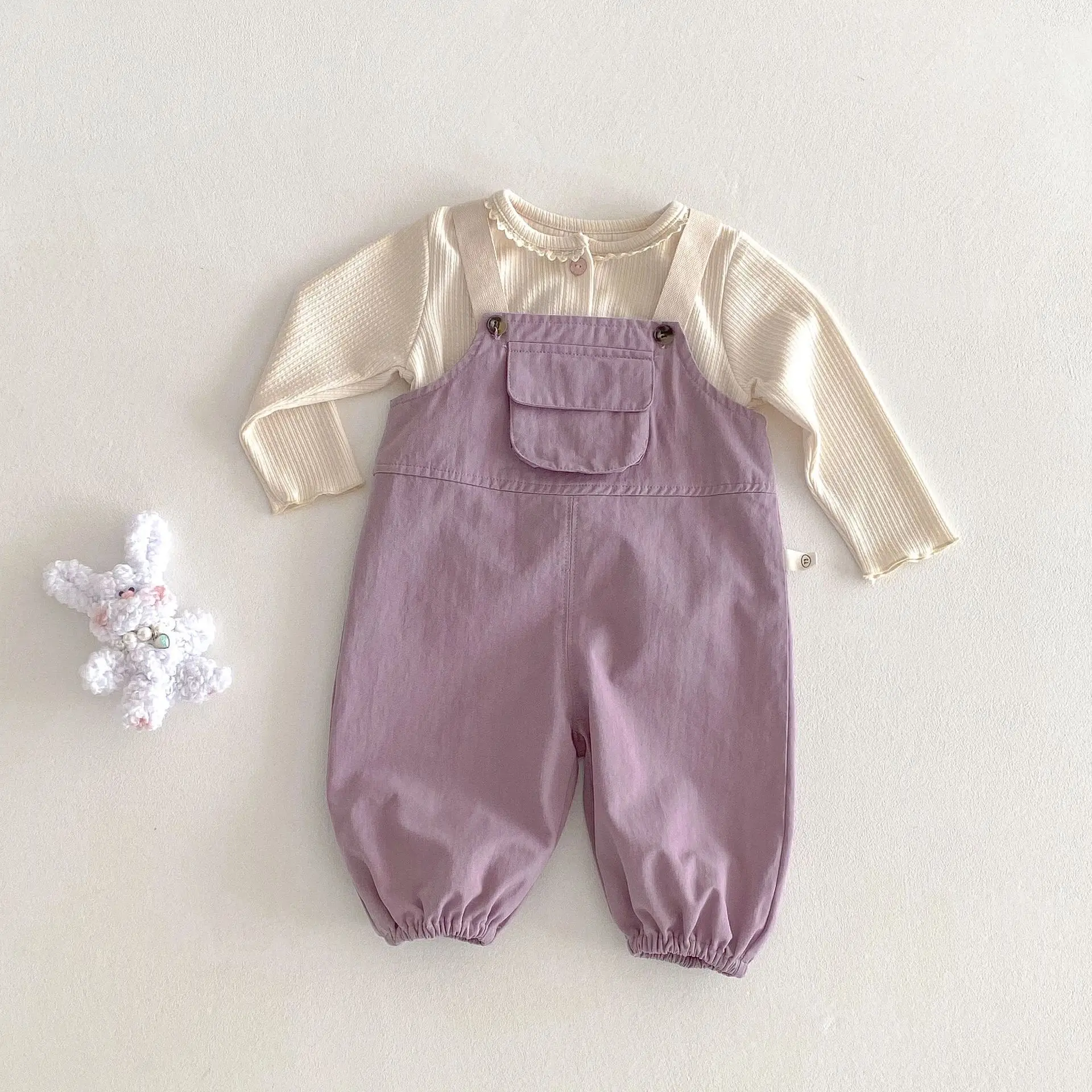 2025 New Kids Overalls 0-5Years Childrn Boy Girl Solid Color Pocket Jumpsuit Cargo Suspender Pant Fashion Bottom Spring Clothes