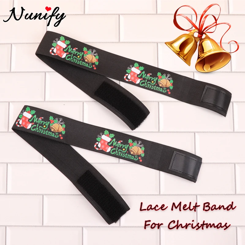 4Cm Wig Headband With Christmas Pattern Black Edge Melt Band For Lace Wigs Adjustable Elastic