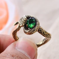New Style Vintage Snake & Egg Green Crystal Thai Silver Unisex Party Ring Jewelry For Women Men Gifts Never Fade Promotion