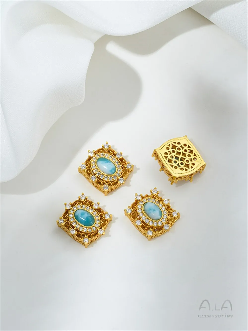 Matte Gold Inlaid Cat's Eye Zircon Imitation Pearl Australian