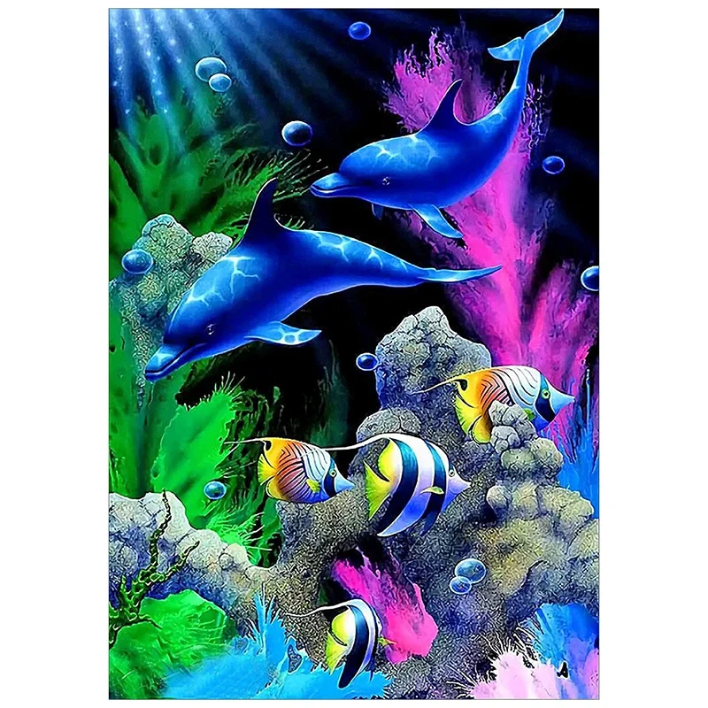 Promotion! Diamond Painting Full Circle Kit Rhinestone Picture Art Craft Home Door Decoration (the Underwater World) |
