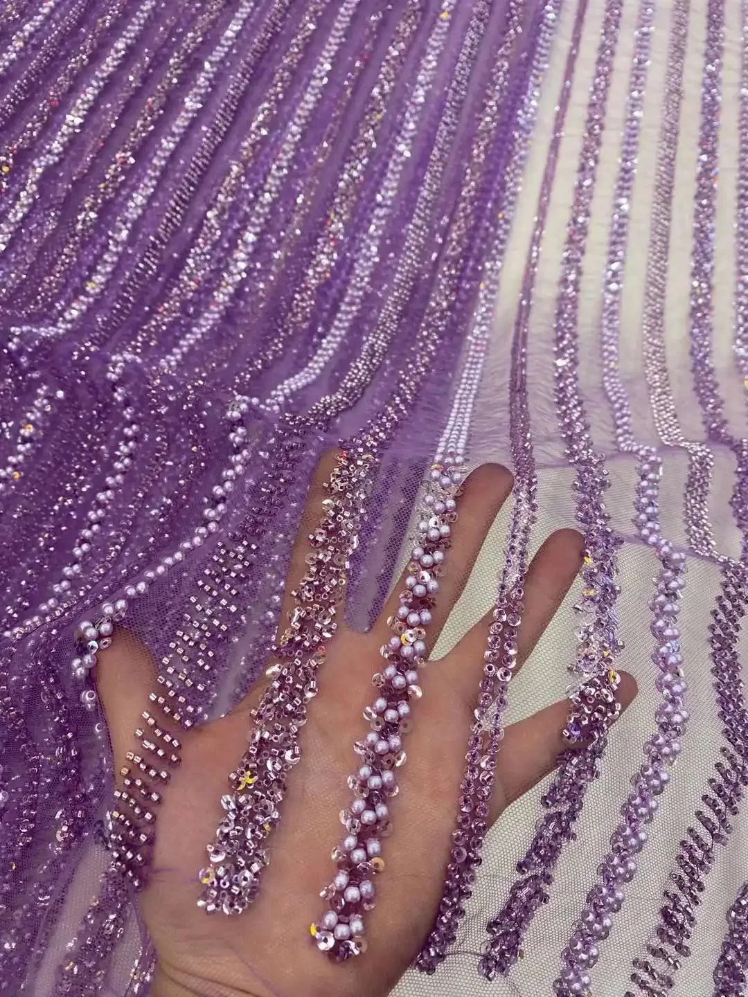 نسيج الدانتيل الأفريقي لعام 2025، مطرز بالترتر وال...