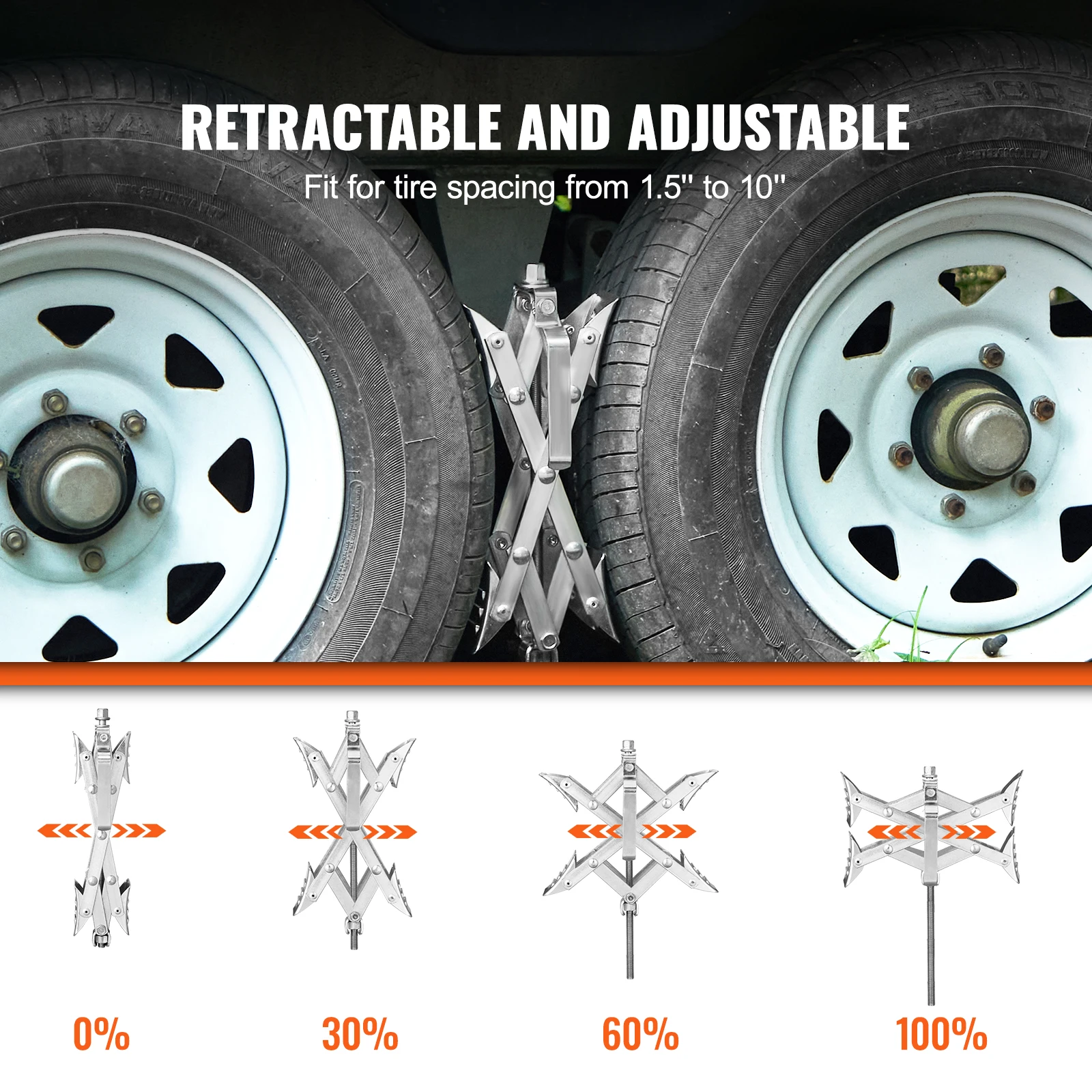 VEVOR Camper Wheel Chock Stabilizer, X-shaped RV Stabilizer Wheel Chock Fit for 1.5" to 10" Tire Space 2 Sets of Chocks
