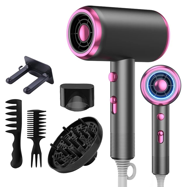 Secador de pelo iónico, secador profesional de 1800 W (con potente motor de  CA), tecnología de iones negativos, 3 ajustes de calefacción/2