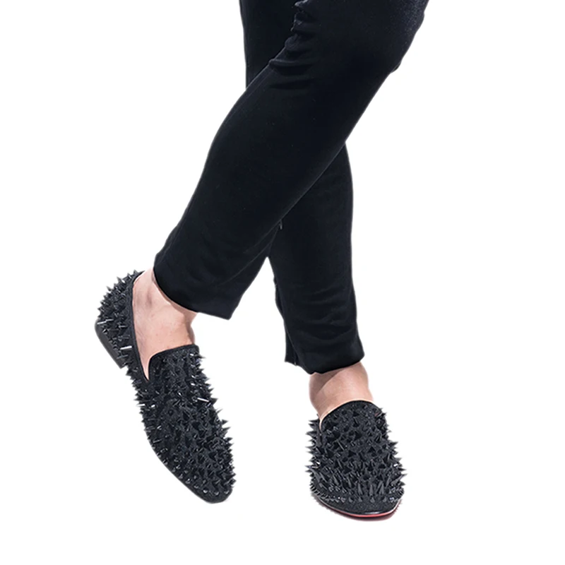 Piergitar Three Colors Handmade Spiked Slip-On Loafers For Fashion