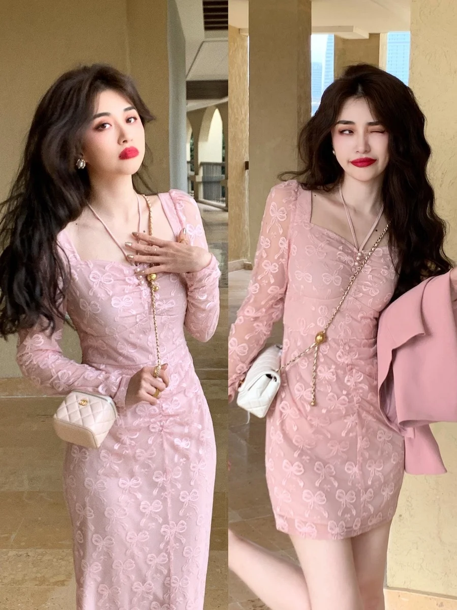 

Long and short lace dresses with design for women's clothing