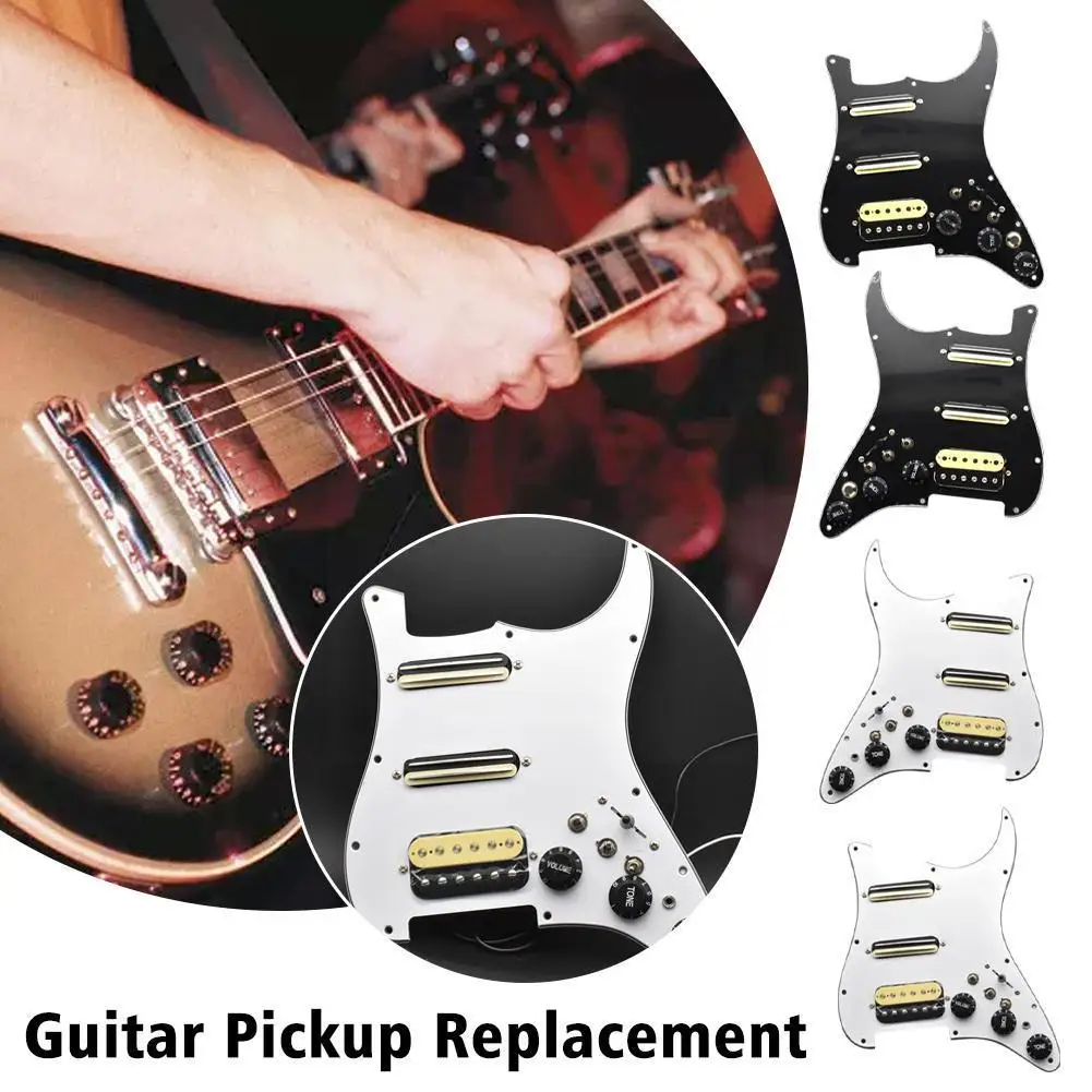 

ST Electric Guitar Double Coil Pickup With Singlecut Black Assembly Guitar Pickguard Loaded Prewired SSH Wiring Scratchplat Z8W3