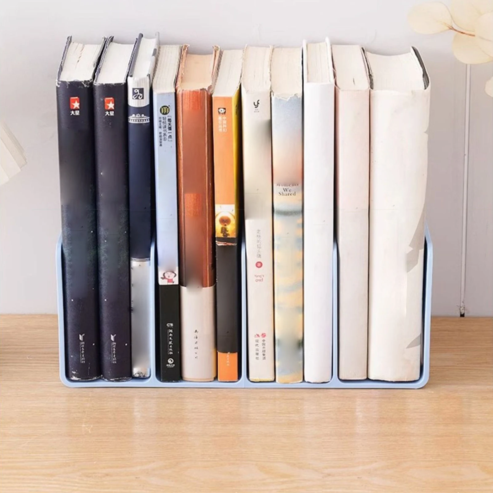 4 그리드 플라스틱 회색 폴더 보관함, 수직 책 정리함, 사무용품, 책 파일 바구니, 데스크탑 스탠드 랙
