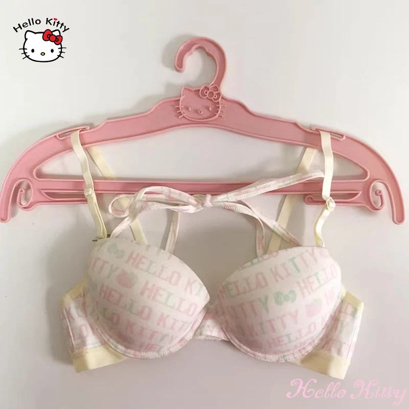 

Kawaii Hello Kitty Girl Bra Halter Neck Gather Together Underwear Sexy Cotton Fashion Slim Fit Personality Design Birthday Gifts
