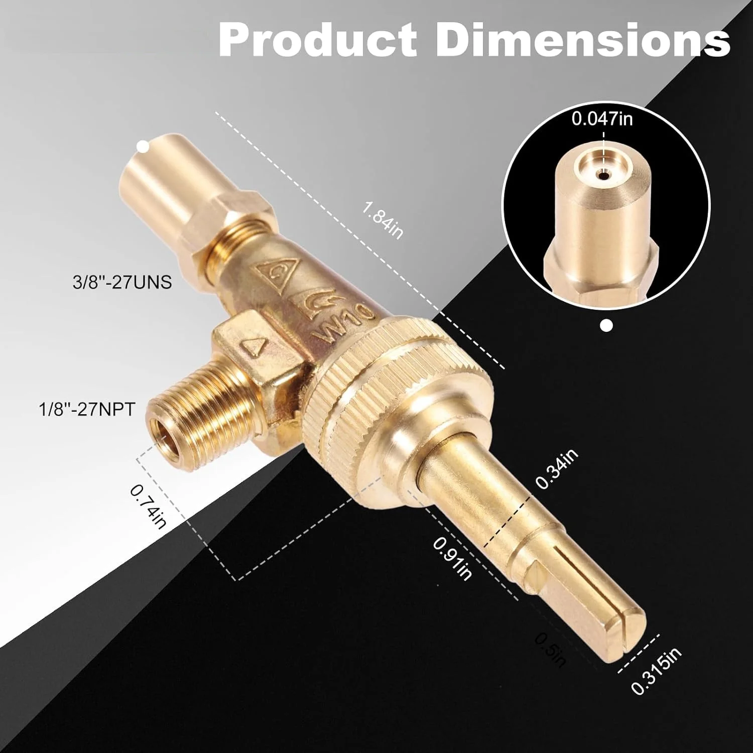 Brass Needle Valve 2pcs/1kit Brass Gas Control Valve 0.047