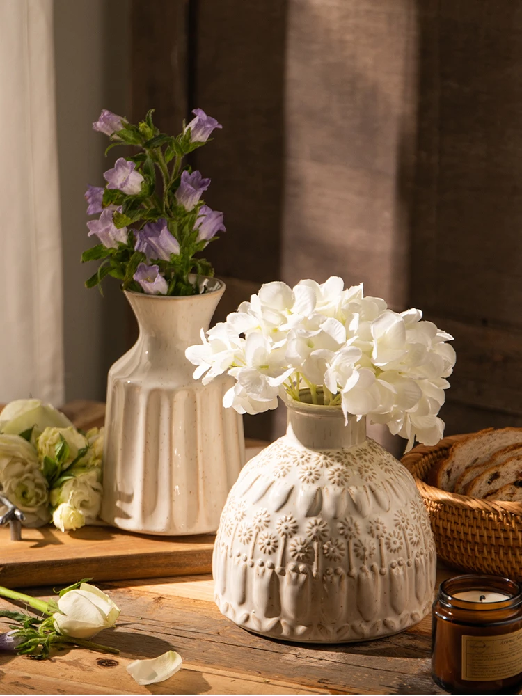 

Living Room Flower Arrangement Palace Retro Tabletop Flower Vase Simple Rough Pottery Vase Nordic Style Indoor Home Decoration