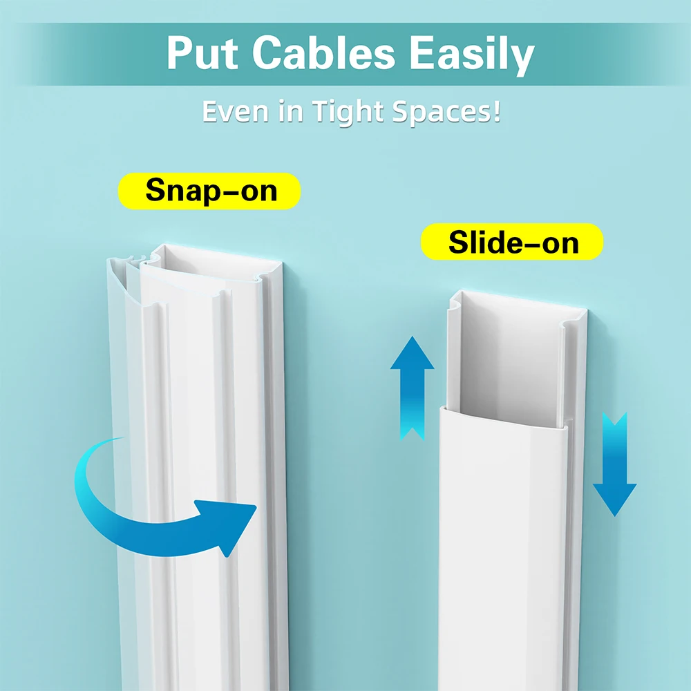 3pcs TV Cable Hider 47in PVC Cord Hider Cable Management Wall,Paintable Concealer for Wall Mounted TV,L15.7 W1.2 H0.59in