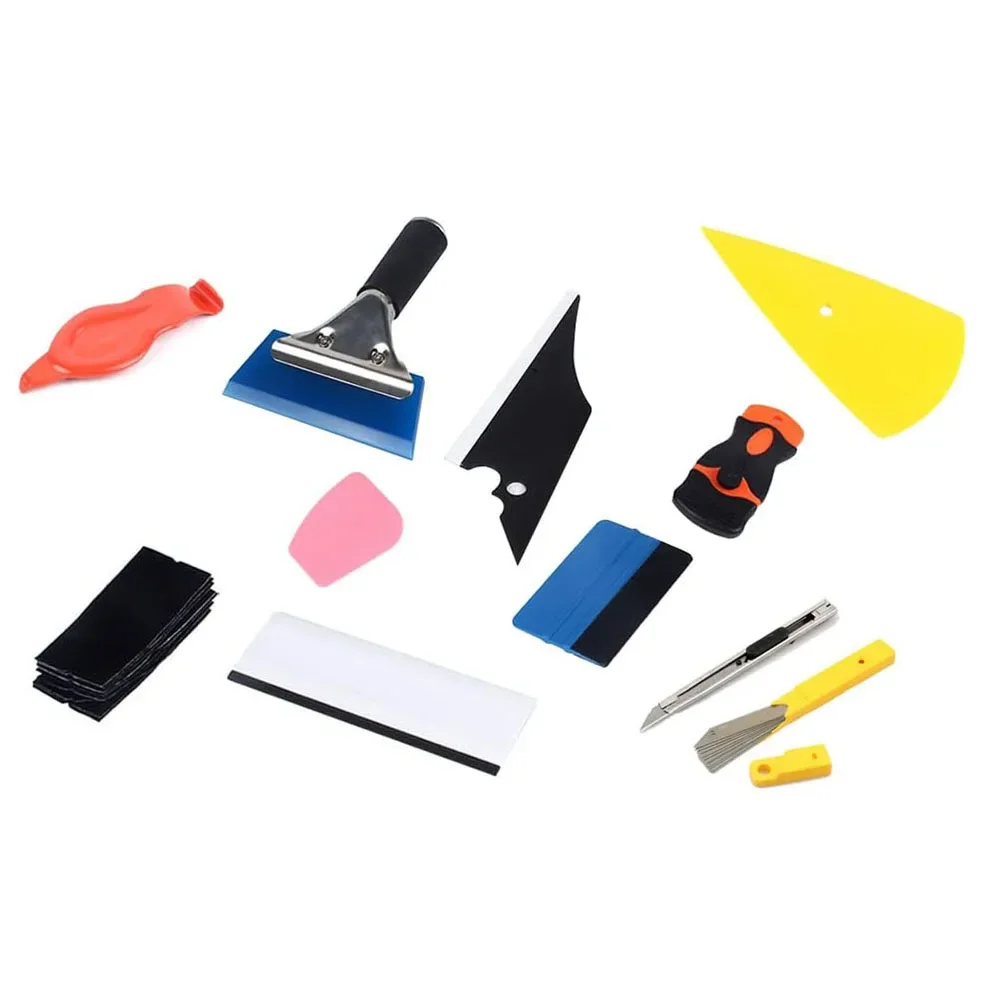 11Pcs Car Window Tint Wrapping Vinyl Tools Squeegee Scraper Applicator Kits Set Car Body Film with Spare Blades