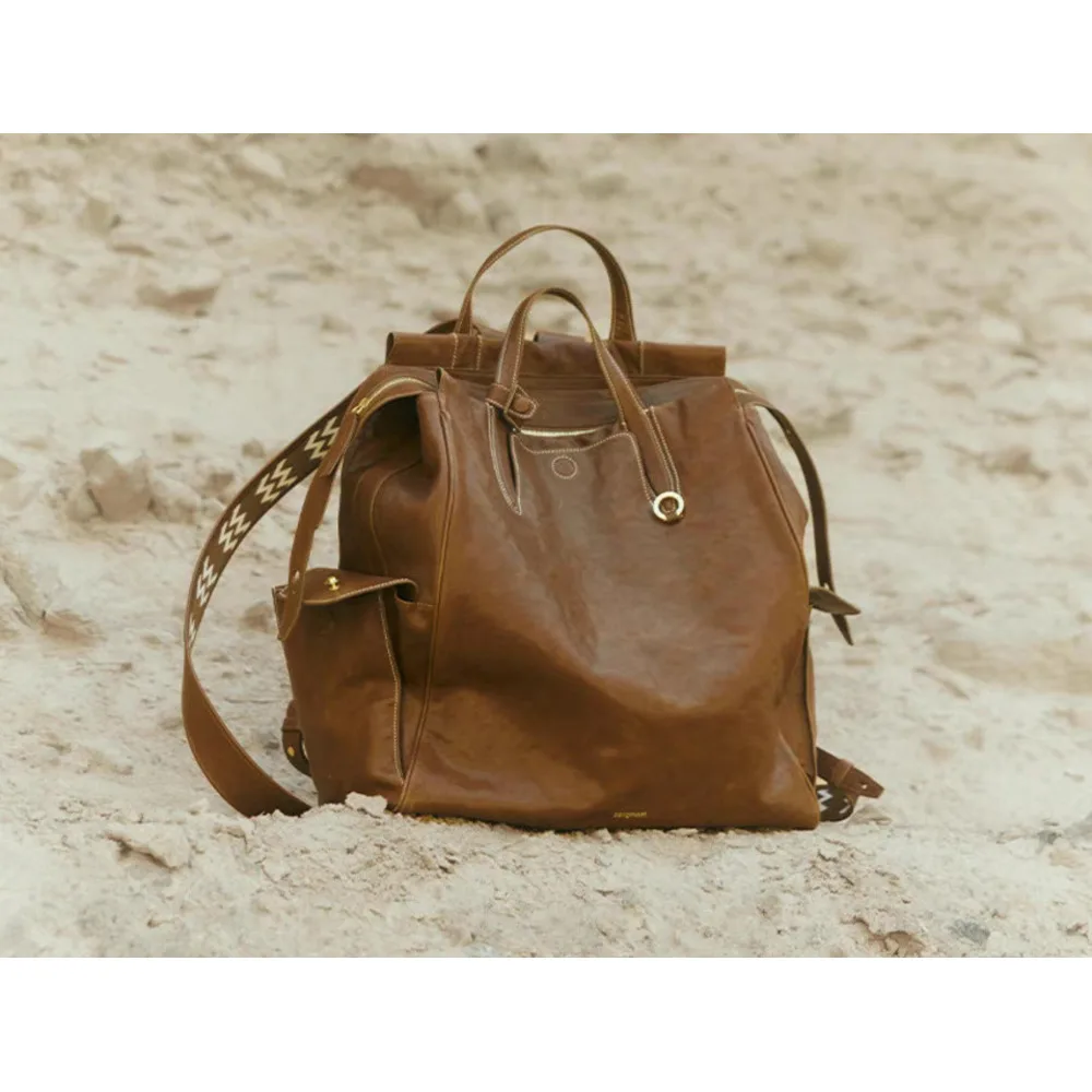 Unisex Leather Backpack Vegetable Tanned Leather Handbag_voghion.com