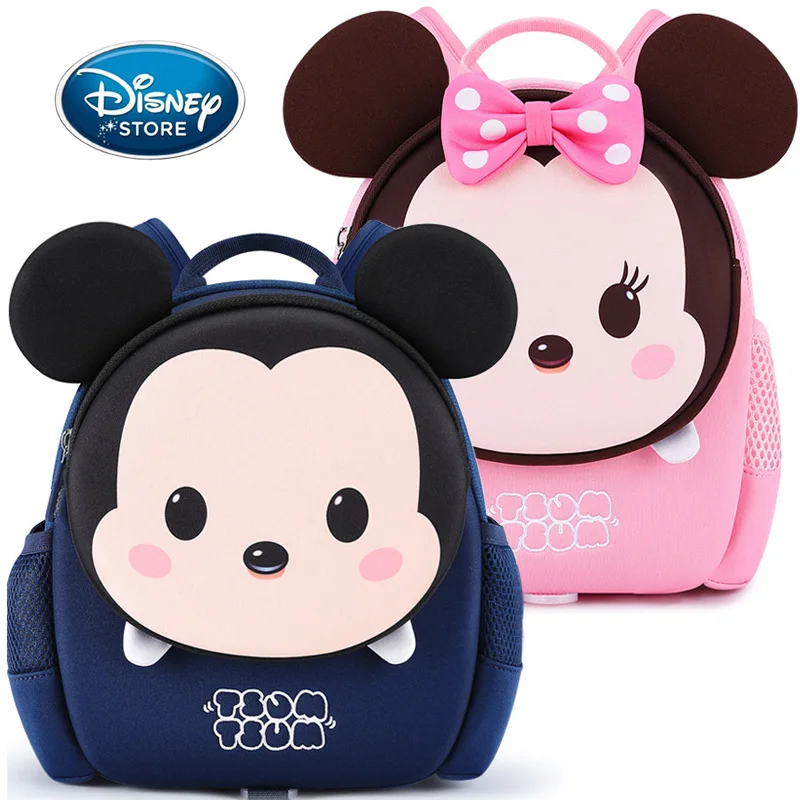 disney-mickey-minnie-mouse-pre-escolar-bookbag-mochila-anti-perda-ombro-duplo-desenhos-animados-bebe-e-menina-estudante