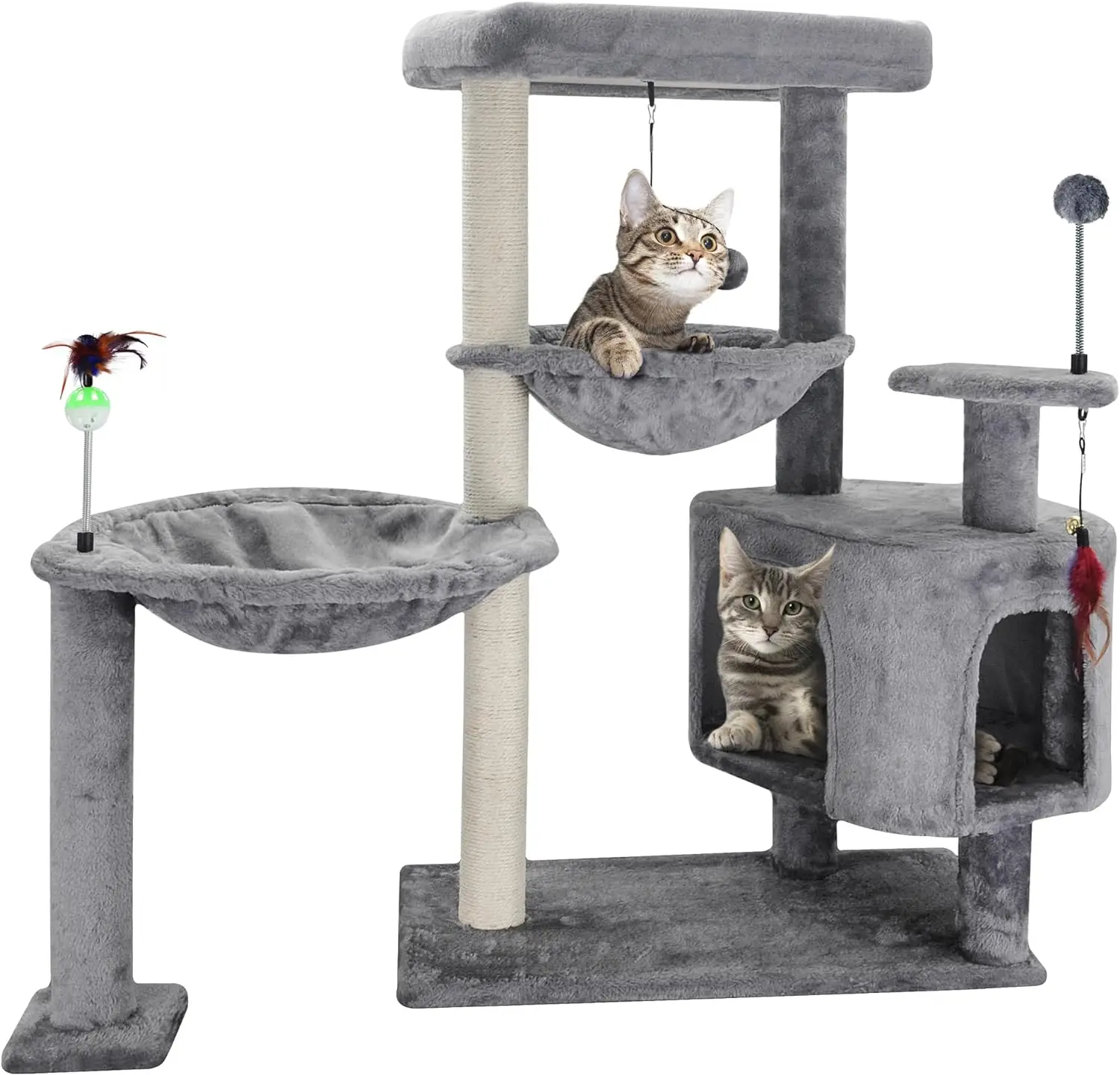 Cat Tree Tower with Condo and Scratching Post, Indoor Cats, Activity Center, Cat Furniture, 33.46