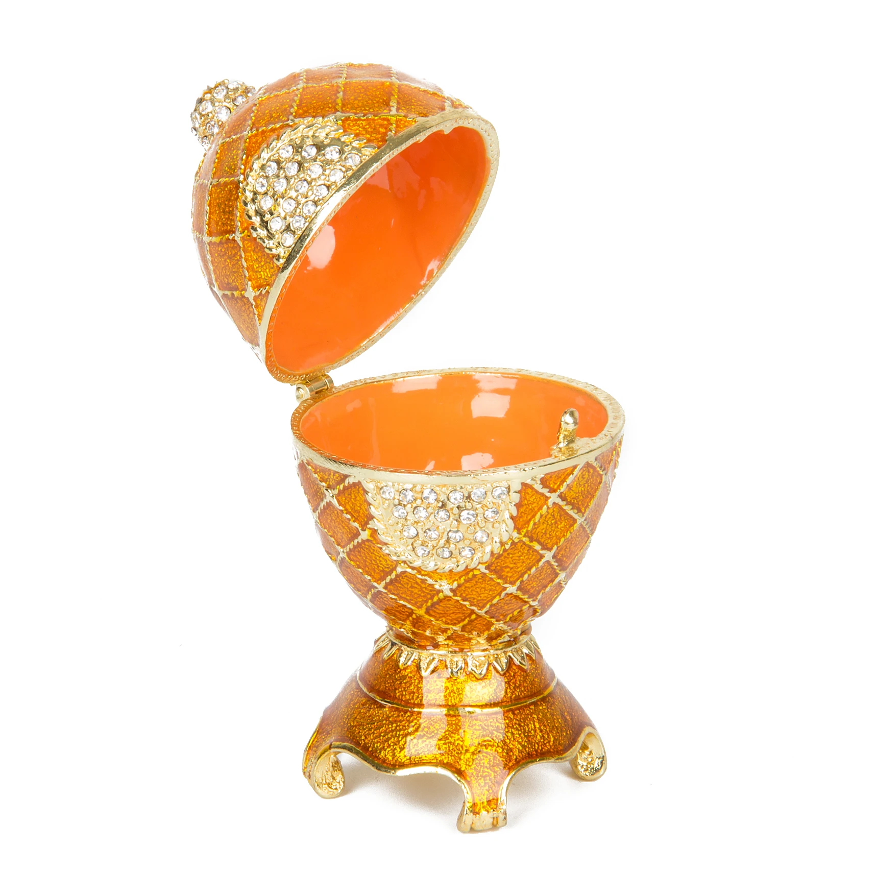 QIFU Europe Orange Faberge Egg Ornaments Trinket boxes Home Decor Gift
