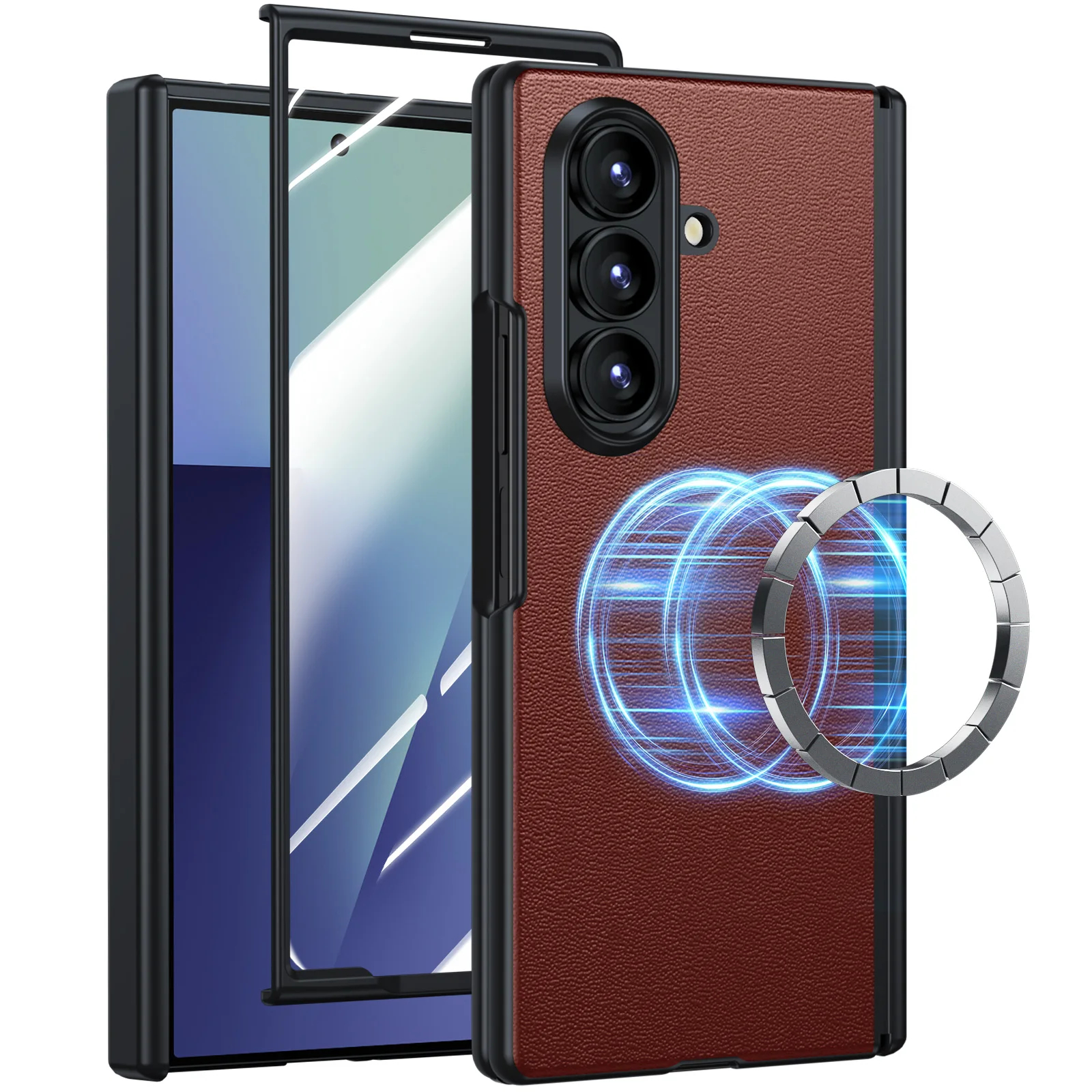 حافظة جلدية أصلية لهاتف سامسونج جالاكسي Z فولد 7 غ...