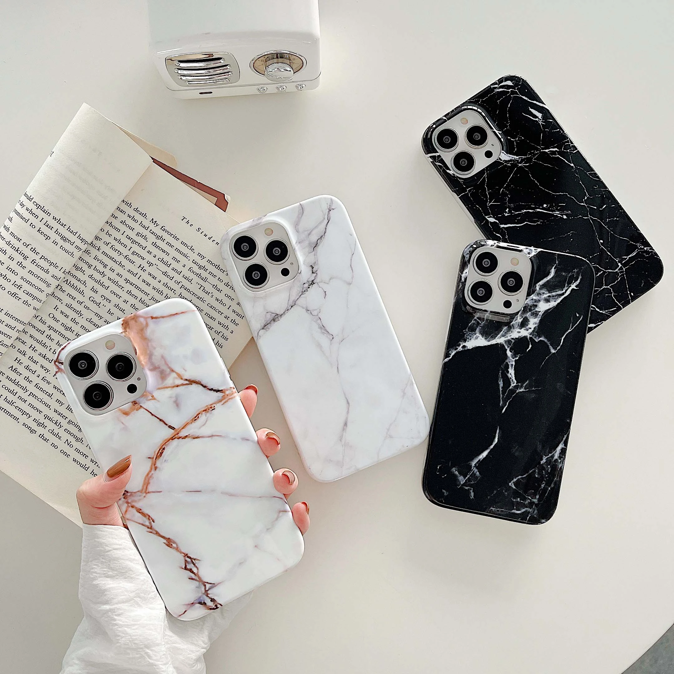 Fashion Marble IMD Cover Case for iPhone 13 11 12 Pro Max 13 12 Mini X XR XSMax 10 7 8 Plus Se 2020 Soft Anit Knock Cases Capa iphone 11 Pro Max clear case