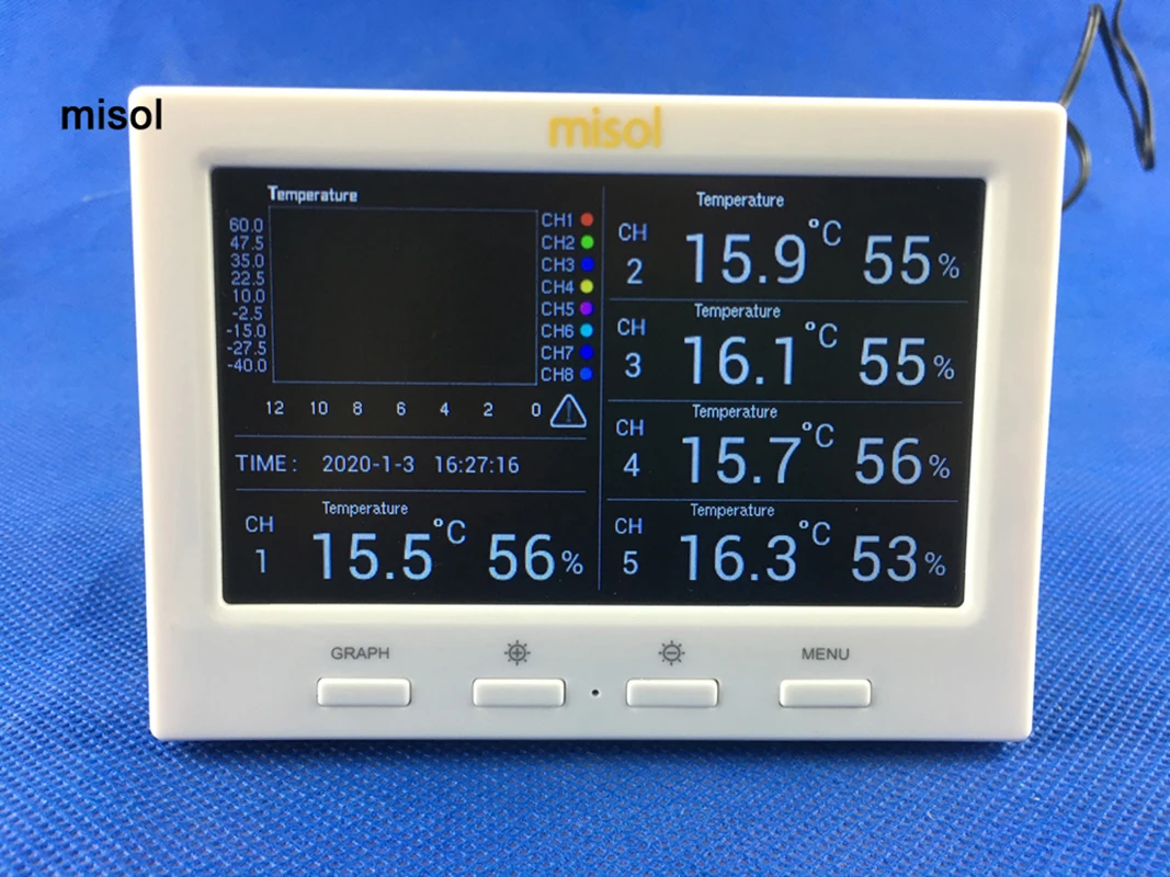 Ambient Weather WS-14-C 8-Channel Thermometer with Daily Min/Max Display,  Console Only