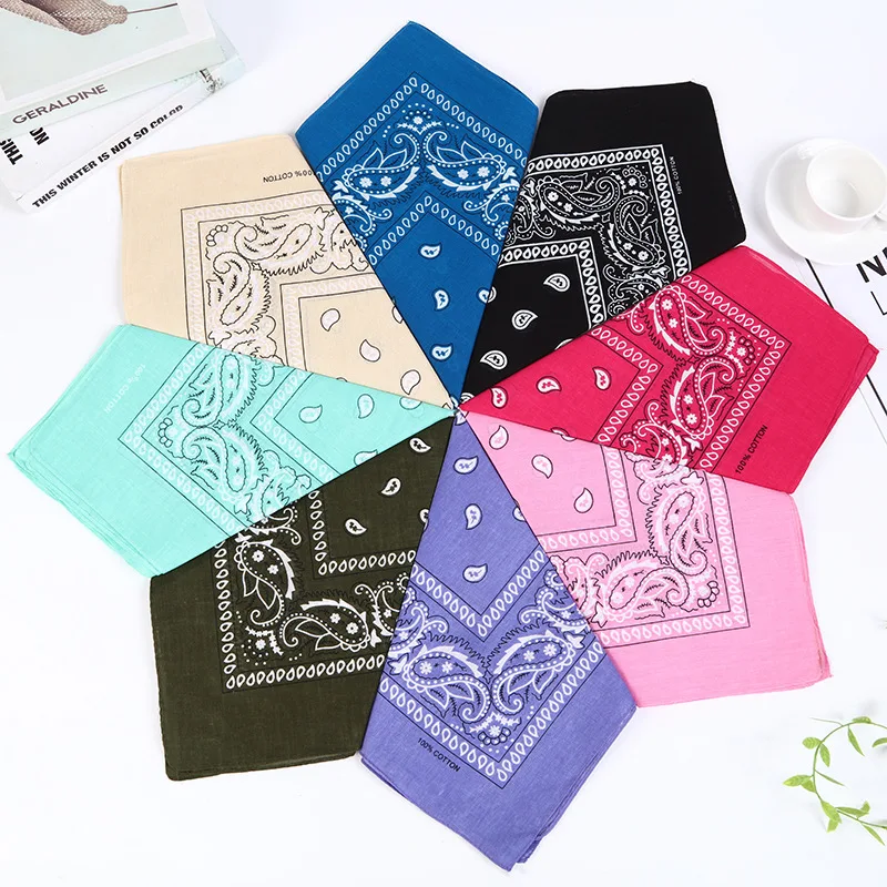 Cotton Cashew Flower Print Square Scarf Paisley Hip Hop Headband Street kerchief Outdoor Unisex Dance Cycling Wraps Bandana Mask printed scarf square scarf cotton head wrap