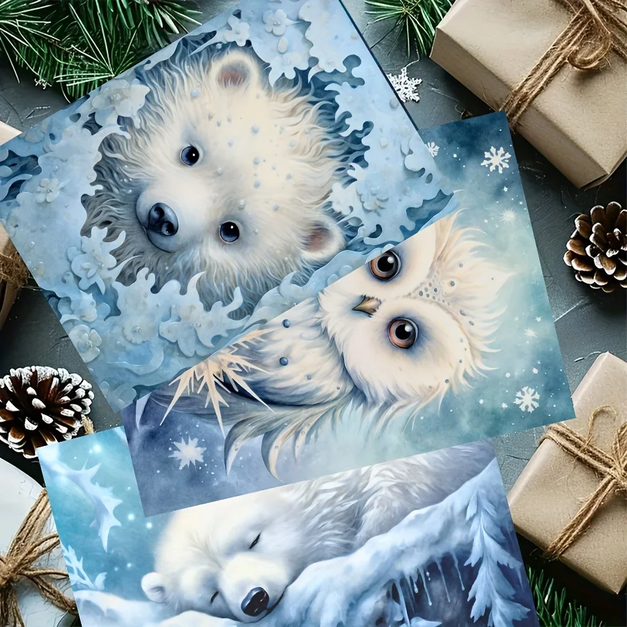 JAIIMAN 44pcs Card and Sticker set Winter Animal Snowflakes Christmas Flag DIY Bottle Album Decor Scrapbooking stickers scrapbooking supplies