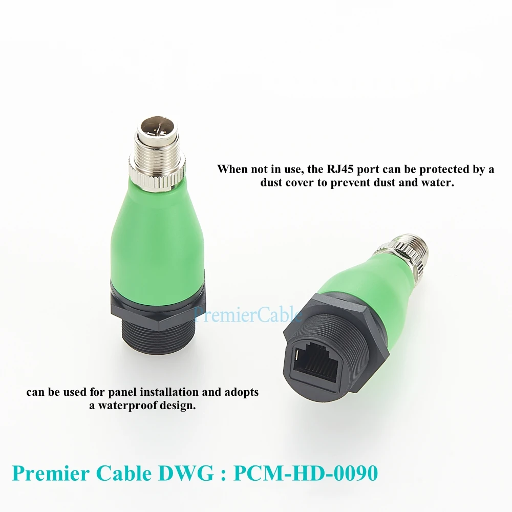 Waterproof M12 to RJ45 Ethernet Panel Mount Feedthrough Connector M12 X Coding 8Pin Male to RJ45 Bulkhead Industrial Adapter 3