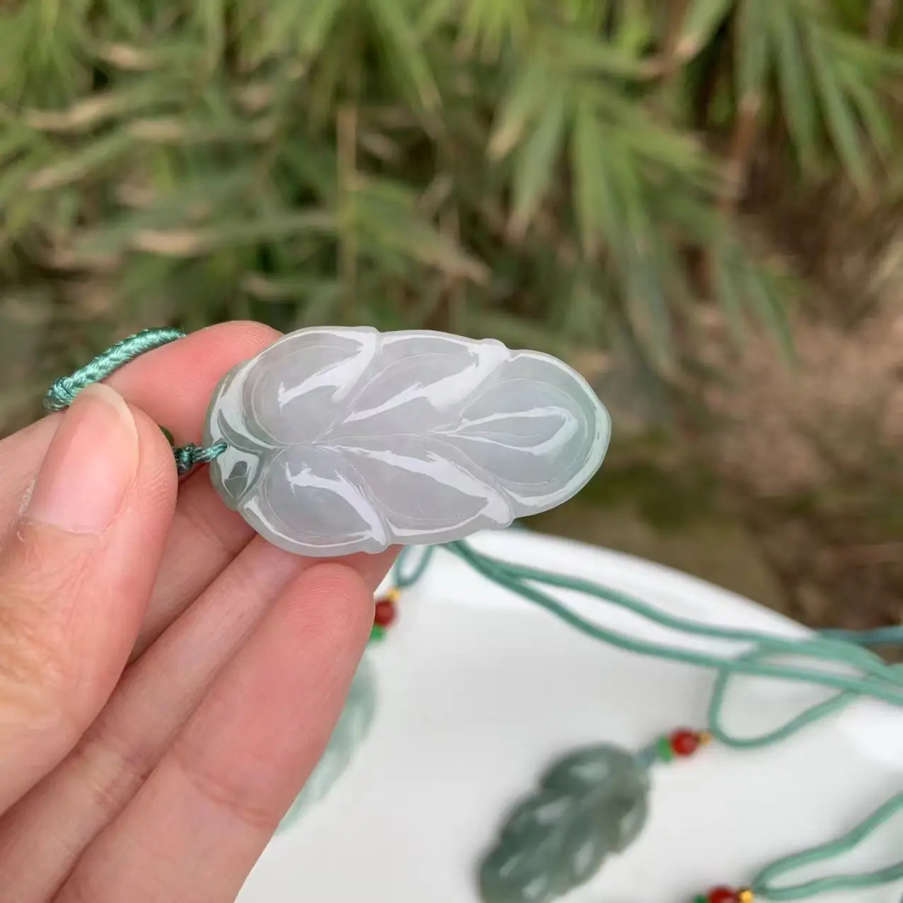 Natural Myanmar JADE Jadeite Leaf Pendant Necklace Gift Women Jewellery Fashion Accessories  Luck Amulet