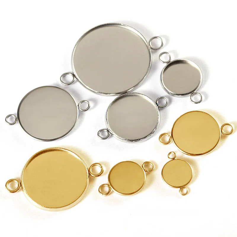 Beebeecraft 1 Boîte 30 Pièces 201 Paramètres De Connecteur De Cabochon En Acier Inoxydable Plateaux De 12mm Liens De Cabochon Pour La Fabrication De Bijoux (Argent
