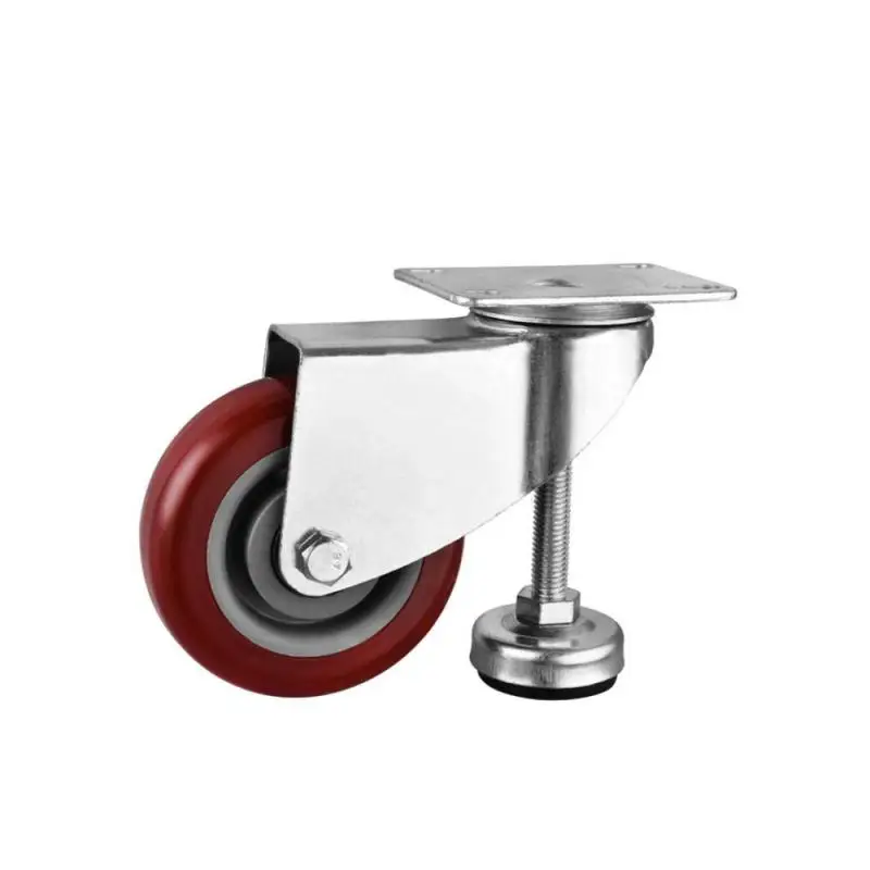 

1 Pc Packing 4 Inch Caster Horizontal Adjustment Wheel Medium-sized Jujube Red Pvc Adjustable With Foot Cup