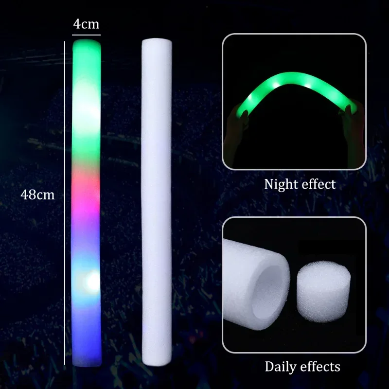 Palos luminosos de espuma LED, palos luminosos intermitentes, tubo de  animación, palos de luz oscura para boda, concierto, fiesta, Año Nuevo,  suministros de Carnaval - AliExpress