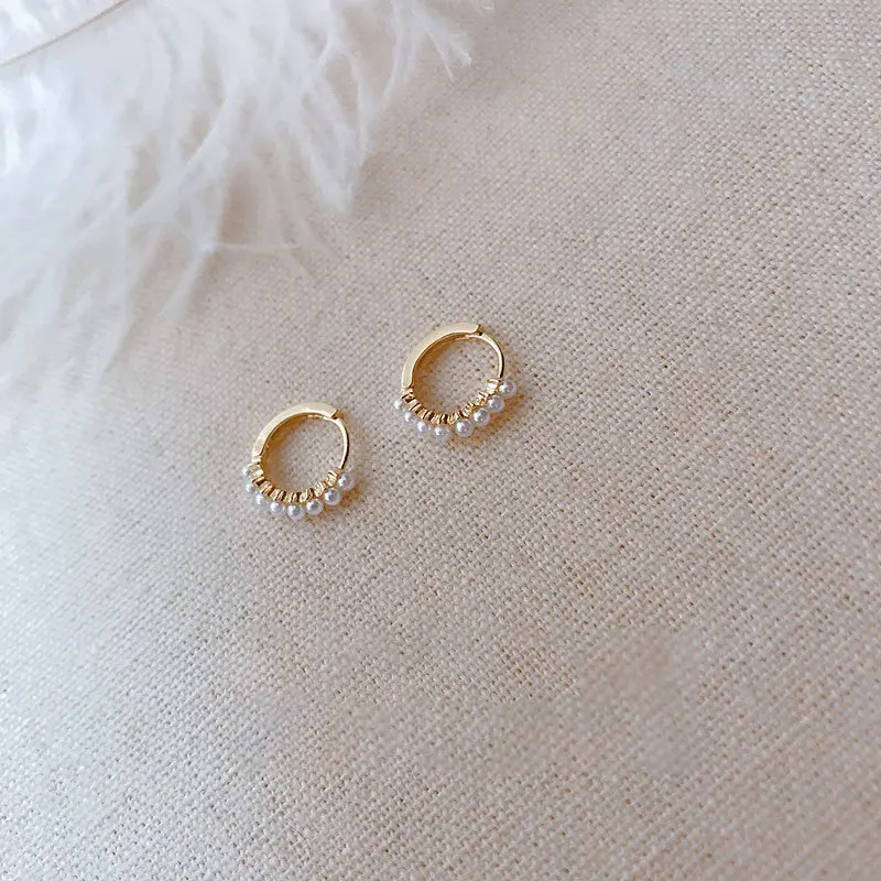 100% S925 sterling silver earrings for women fashion pearl hoop earring for girls fine jewelry for women small ear accessories