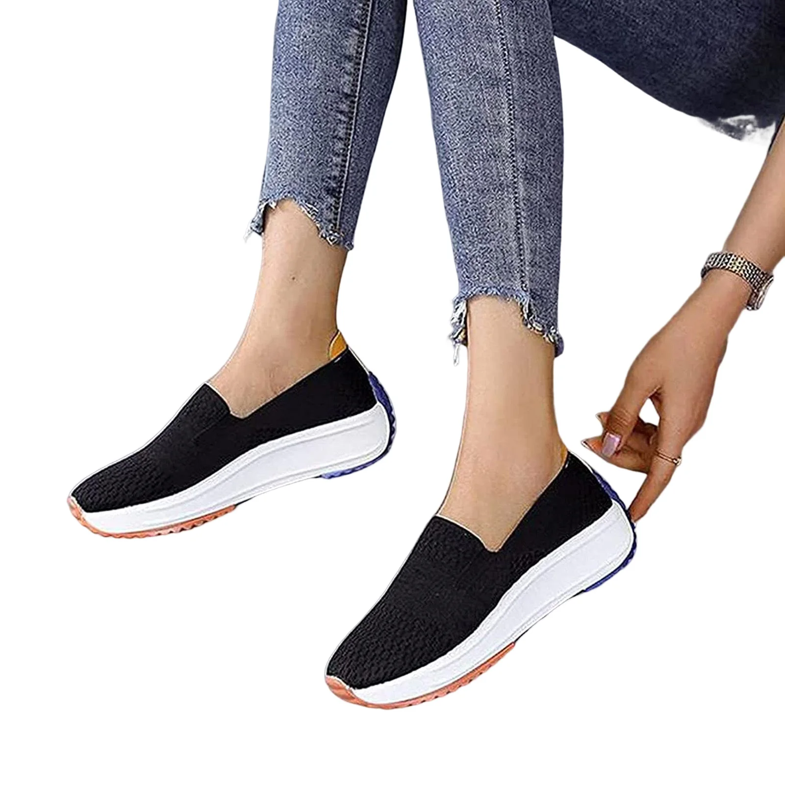 Zapatillas de deporte sin cordones de gran tamaño para mujer, cómodas sin moler los pies, adecuadas para ir a la playa