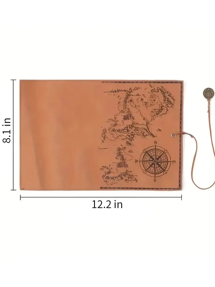 Pencil Case 1PC Creative Treasure Map Retro Leather Large Capacity Roll Pencil Bag Embossed Buckle Simple Stationery Box Roll